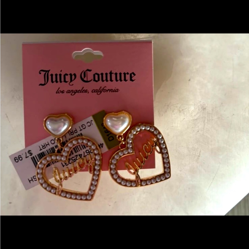Bnwt juicy couture pearl heart earrings